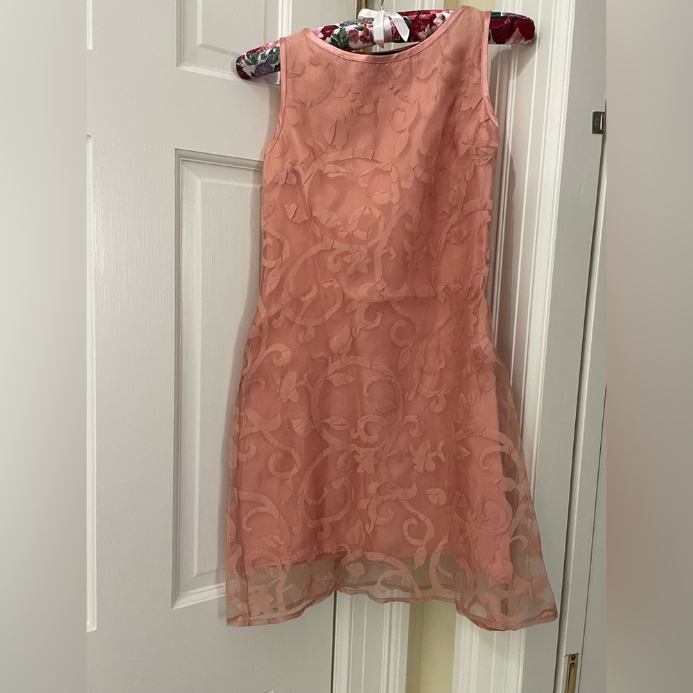 Pale apricot pink Perry Ellis shift, girl’s size 8